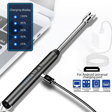Electronic Arc Lighter with Flexible Neck, Safety Lock, Windproof